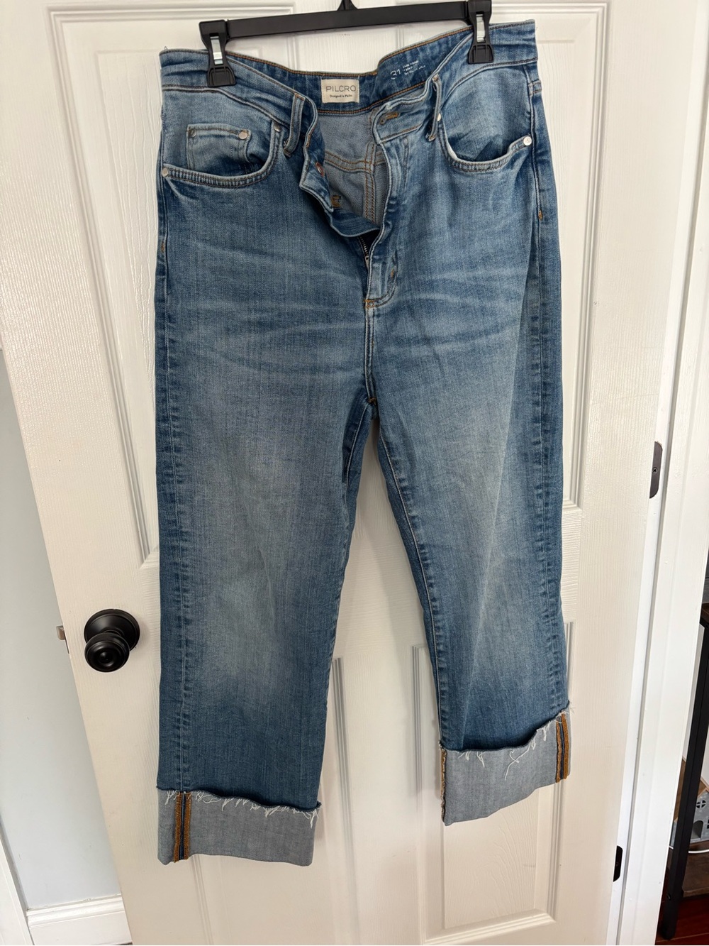 Pilcro Anthropology Straight Leg High-Rise Jeans in Light Blue - Picture 4 of 4